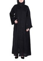 BeingMuslims Black Abaya with Dainty Medallion Sequin Motifs