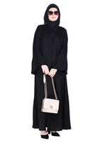 BeingMuslims Black Abaya with Dainty Medallion Sequin Motifs