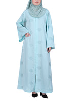BeingMuslims Sea Green Abaya with Dainty Medallion Sequin Motifs