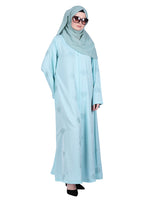 BeingMuslims Sea Green Abaya with Dainty Medallion Sequin Motifs