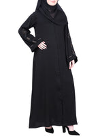 BeingMuslims Black with Delicate Embroidery on Sleeves