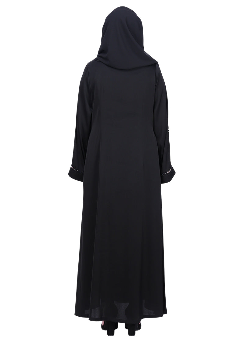 BeingMuslims Black with Delicate Embroidery on Sleeves