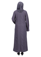 BeingMuslims Dark Grey Abaya with Vertical Piping with Hand Embroidery