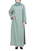BeingMuslims Mint Abaya with Vertical Piping with Hand Embroidery