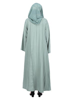 BeingMuslims Mint Abaya with Vertical Piping with Hand Embroidery