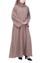 BeingMuslims Oak Brown Abaya with Vertical Piping with Hand Embroidery