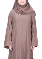 BeingMuslims Oak Brown Abaya with Vertical Piping with Hand Embroidery