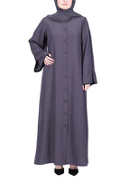 BeingMuslims Sophisticated Dark Grey Abaya with Back Piping.