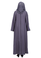 BeingMuslims Sophisticated Dark Grey Abaya with Back Piping.