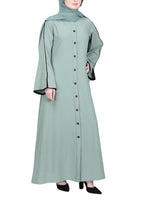 BeingMuslims Sophisticated Mint Abaya with Back Piping.