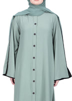 BeingMuslims Sophisticated Mint Abaya with Back Piping.