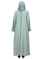 BeingMuslims Sophisticated Mint Abaya with Back Piping.