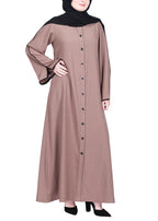 BeingMuslims Sophisticated Oak Brown Abaya with Back Piping.