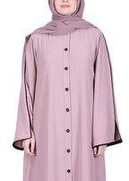 BeingMuslims Sophisticated Pink Abaya with Back Piping.