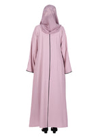 BeingMuslims Sophisticated Pink Abaya with Back Piping.