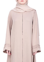 BeingMuslims Sleek Beige Abaya with Designer Sleeves