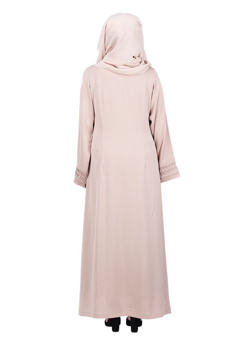 BeingMuslims Sleek Beige Abaya with Designer Sleeves