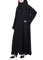 BeingMuslims Sleek Black Abaya with Designer Sleeves