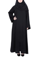 BeingMuslims Sleek Black Abaya with Designer Sleeves