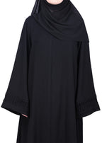 BeingMuslims Sleek Black Abaya with Designer Sleeves