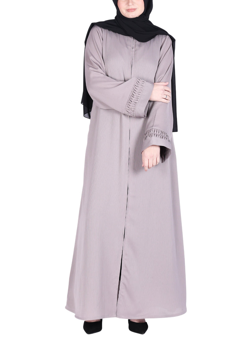 BeingMuslims Sleek Grey Abaya with Designer Sleeves