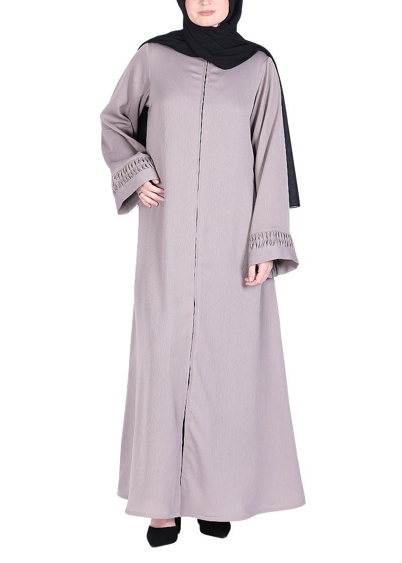 BeingMuslims Sleek Beige Abaya with Designer Sleeves