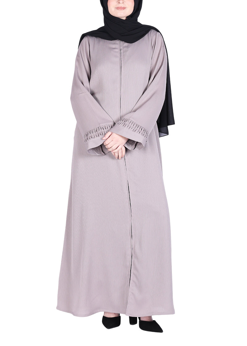 BeingMuslims Sleek Grey Abaya with Designer Sleeves