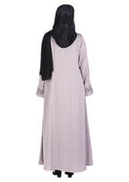 BeingMuslims Sleek Beige Abaya with Designer Sleeves