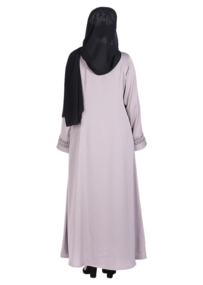 BeingMuslims Sleek Grey Abaya with Designer Sleeves
