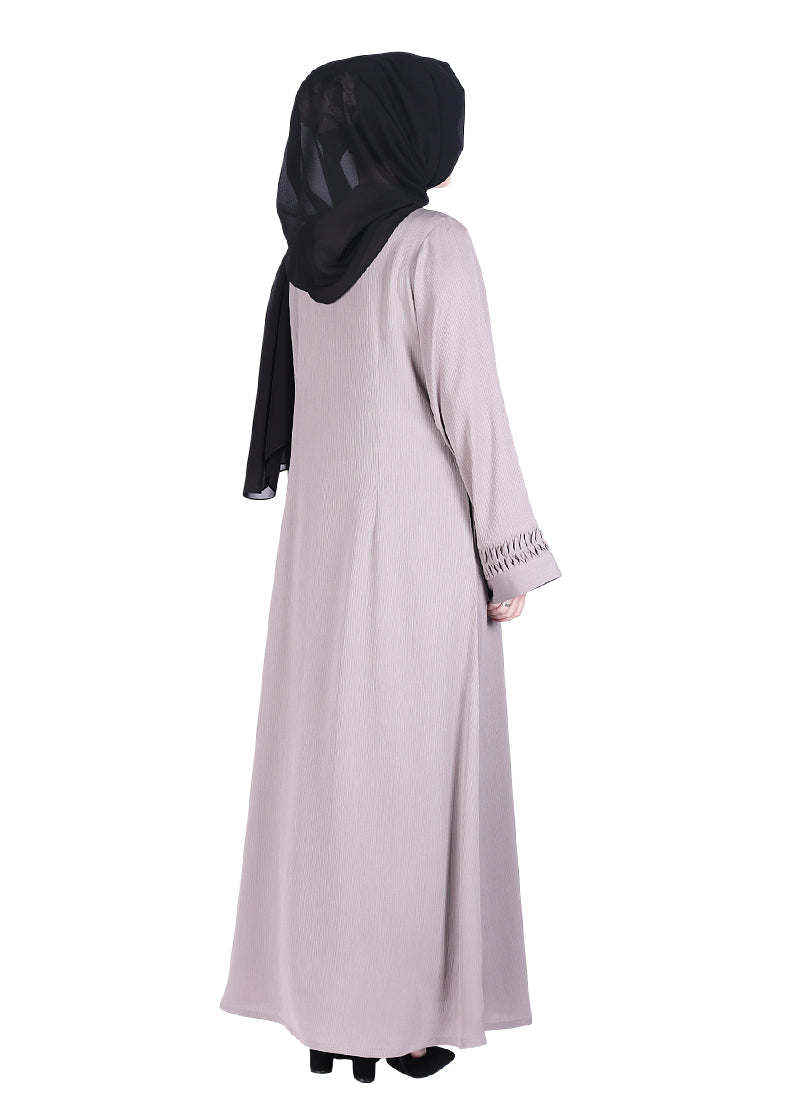 BeingMuslims Sleek Grey Abaya with Designer Sleeves