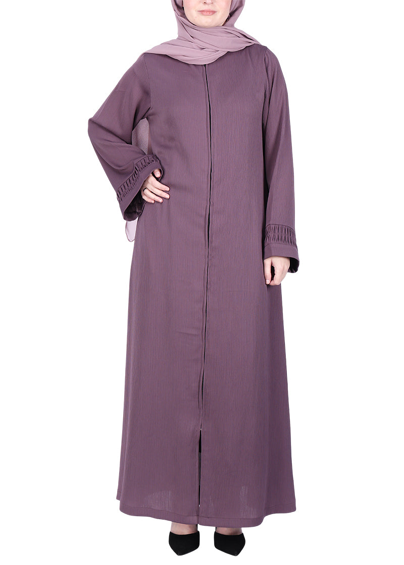 BeingMuslims Sleek Purple Abaya with Designer Sleeves