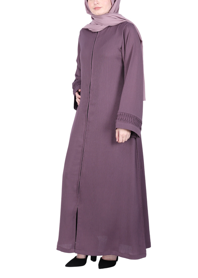 BeingMuslims Sleek Purple Abaya with Designer Sleeves