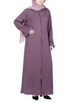 BeingMuslims Sleek Purple Abaya with Designer Sleeves
