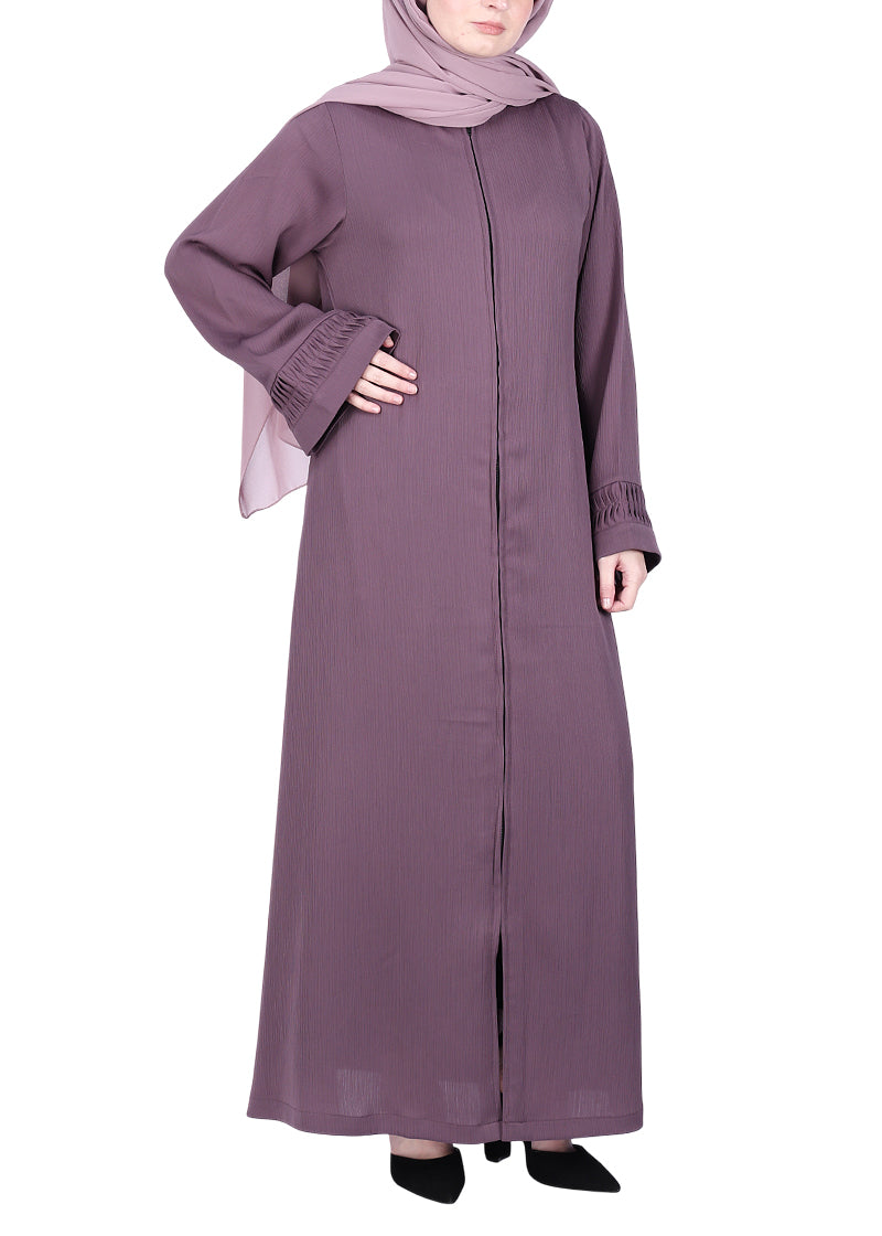 BeingMuslims Sleek Purple Abaya with Designer Sleeves