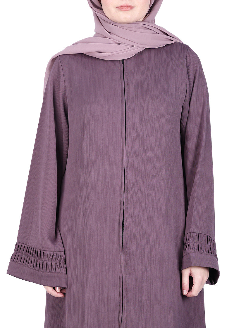 BeingMuslims Sleek Purple Abaya with Designer Sleeves