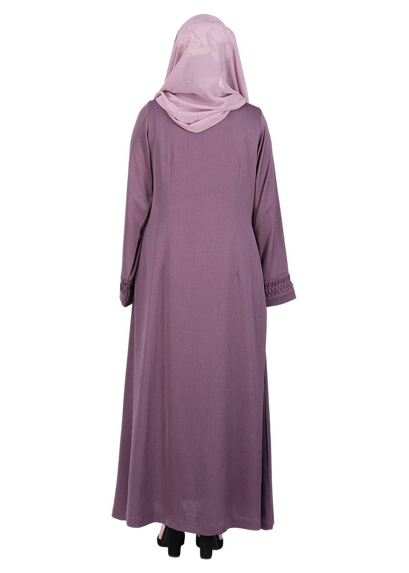 BeingMuslims Sleek Purple Abaya with Designer Sleeves