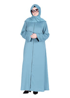 BeingMuslims Sleek Teal Blue Abaya with Designer Sleeves