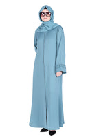 BeingMuslims Sleek Teal Blue Abaya with Designer Sleeves