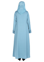 BeingMuslims Sleek Teal Blue Abaya with Designer Sleeves