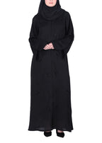 BeingMuslims Black Abaya with Starburst Crystal Embroidery Motifs
