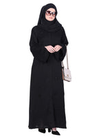 BeingMuslims Black Abaya with Starburst Crystal Embroidery Motifs