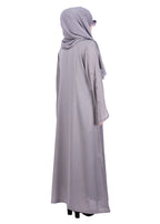 BeingMuslims Grey Abaya with Starburst Crystal Embroidery Motifs