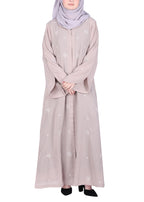 BeingMuslims Beige Abaya with Starburst Crystal Embroidery Motifs