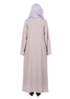 BeingMuslims Beige Abaya with Starburst Crystal Embroidery Motifs