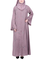 BeingMuslims Light Purple Abaya with Starburst Crystal Embroidery Motifs