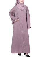 BeingMuslims Light Purple Abaya with Starburst Crystal Embroidery Motifs