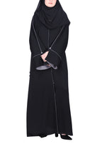 BeingMuslims Flowy Abaya with Sleek contrast Piping