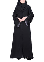 BeingMuslims Flowy Abaya with Sleek contrast Piping