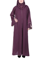BeingMuslims Extraordinary Purple Abaya Golden Circular Medallion Motifs