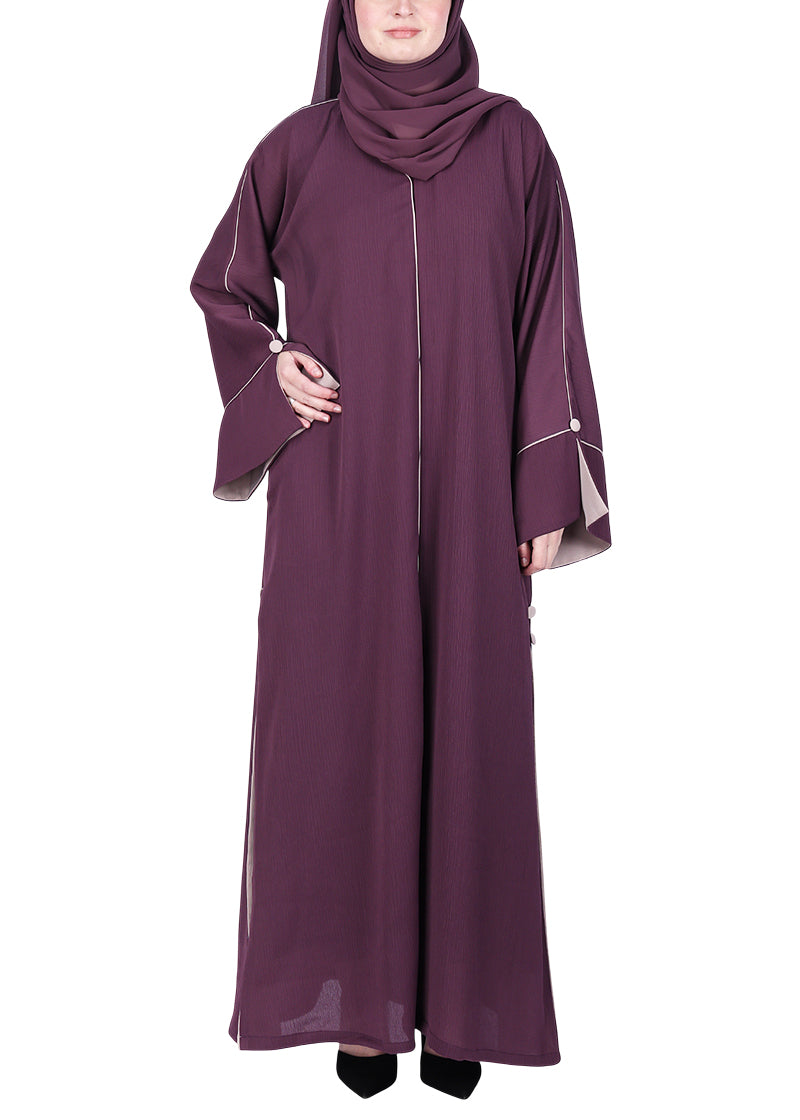 BeingMuslims Extraordinary Purple Abaya Golden Circular Medallion Motifs